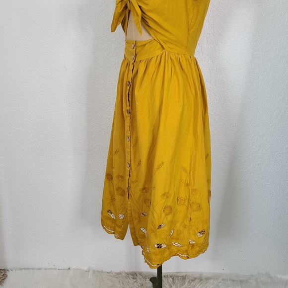Zara Mustard Yellow Cut Out Button Up Midi Dress - Picture 5 of 9